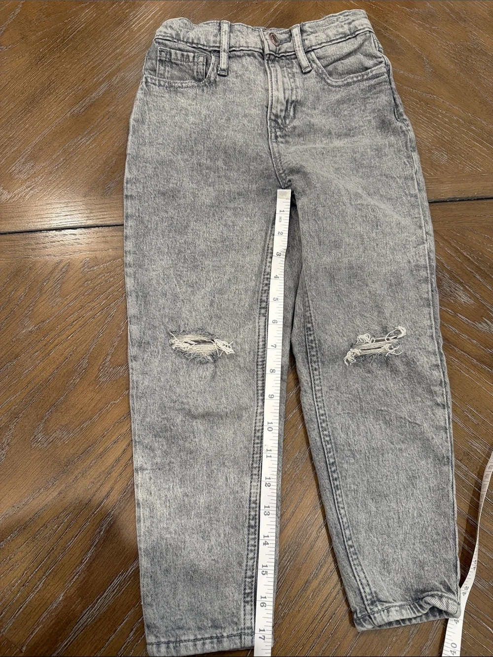 GAP Gray Acid-Wash Boyfriend Jeans with Knee Rips